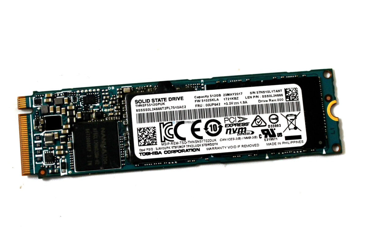 Lenovo ThinkPad 512GB PCIe NVMe M.2 2280 SSD [SS] (00UP642)