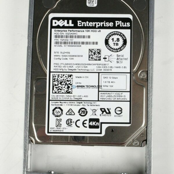 Dell DELL Dell EQL HDD 1.8TB 12G 10K 2,5" SAS (061H3H-W/O TRAY)