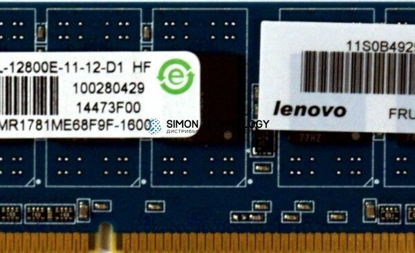 Оперативная память Lenovo LENOVO 4GB (1*4GB) 2RX8 PC3-12800E DDR3-1600MHZ EDIMM (0B49257)