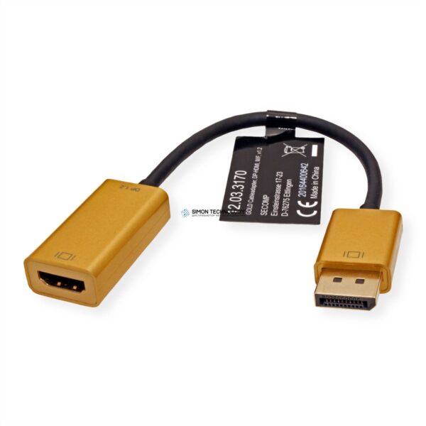 Адаптер Roline ROLINE GOLD Cableadapter DP-HDMI. M/F v1.2. 15cm (12.03.3170)