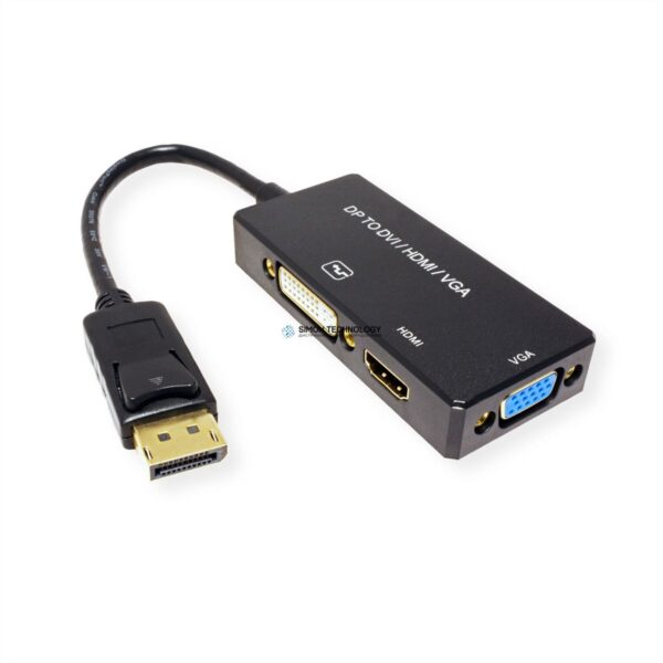 Адаптер Value VALUE Converter DP-HDMI/DVI/VGA. Black. 10cm (12.99.3153)