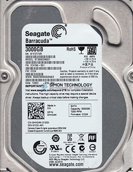 Seagate DELL Dell HDD Seagate Barracuda 3TB 6G 7.2K SATA (1CH166)