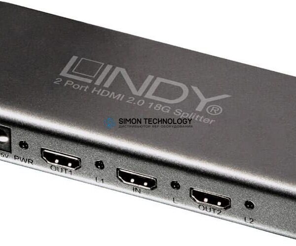Lindy HDMI 2.0 4K60 UHD HDR Splitter 2 Port (38240)