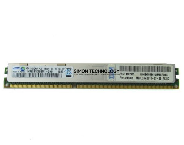 Оперативная память IBM IBM 8GB (1*8GB) PC3-10600R DDR3-1333 ECC 2RX4 MEMORY DIMM (43X5058)