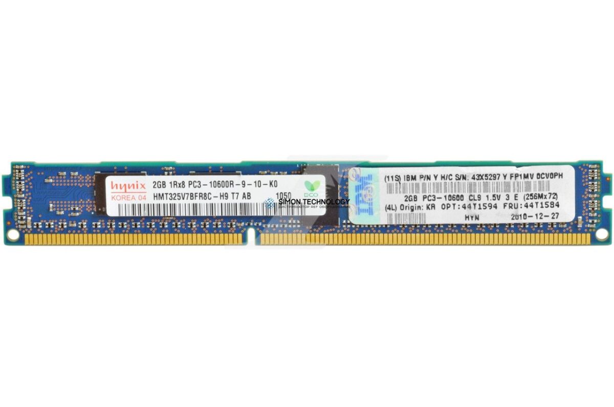 Оперативная память IBM IBM 2GB (1X2GB) 1RX8 PC3-10600R 1333MHZ ECC MEMORY KIT (43X5297)