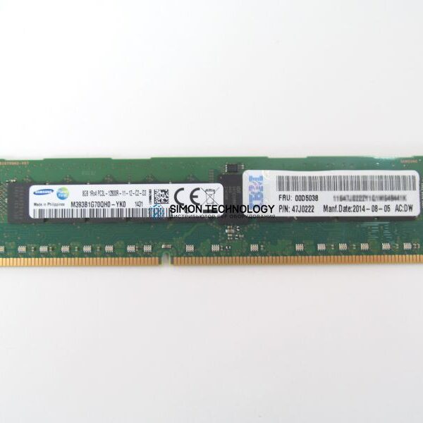 Оперативная память IBM 8GB (1X8GB) 1RX4 PC3L-12800R DDR3-1600MHZ MEMORY KIT (47J0222-OT)