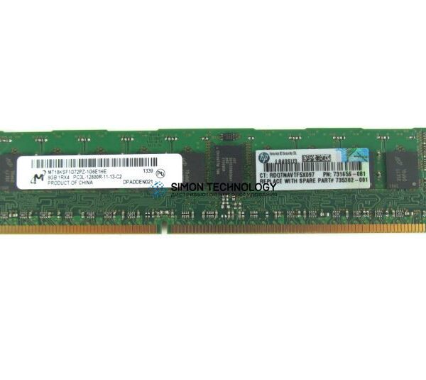 Оперативная память HP 8GB (1X8GB) 1RX4 PC3L-12800R DDR3-1600MHZ MEMORY KIT (731656-081-OT)