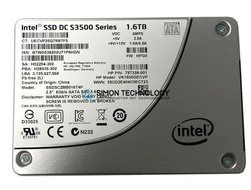 SSD HPE SSD 1.6TB 3.5" SATA 6G VE PLP SCC (805376-001)