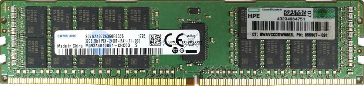 Оперативная память Samsung SAMSUNG 32GB (1*32GB) 2RX4 PC4-19200T-R DDR4-2400MHZ ECC MEM (855507-091)