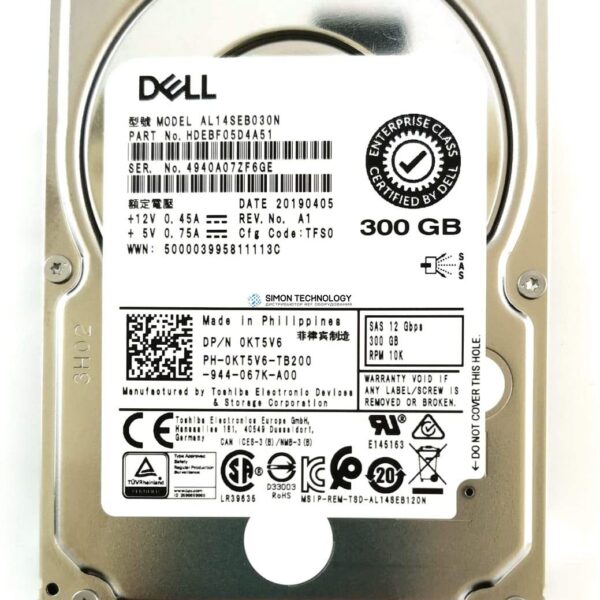 Dell DELL 300GB 10K SAS 2.5IN HDD (AL14SEB030N-DELL)