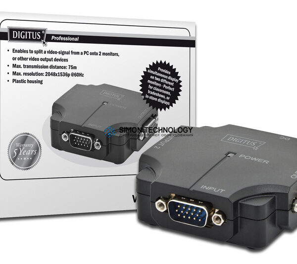 Адаптер Digitus VGA Splitter. 2port. plastic housing 350 MHz. HDSU (DS-41120-1)