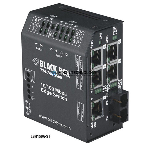 Black Box DrX 100 Edge Switch Office - (5) RJ-45 (1) MM ST (LBH150AE-ST)