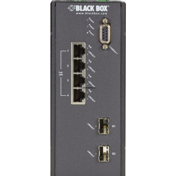 Black Box Hardened Managed 10-100 Ethernet Switch PoE+ - (LEH1104A-2GSFP)