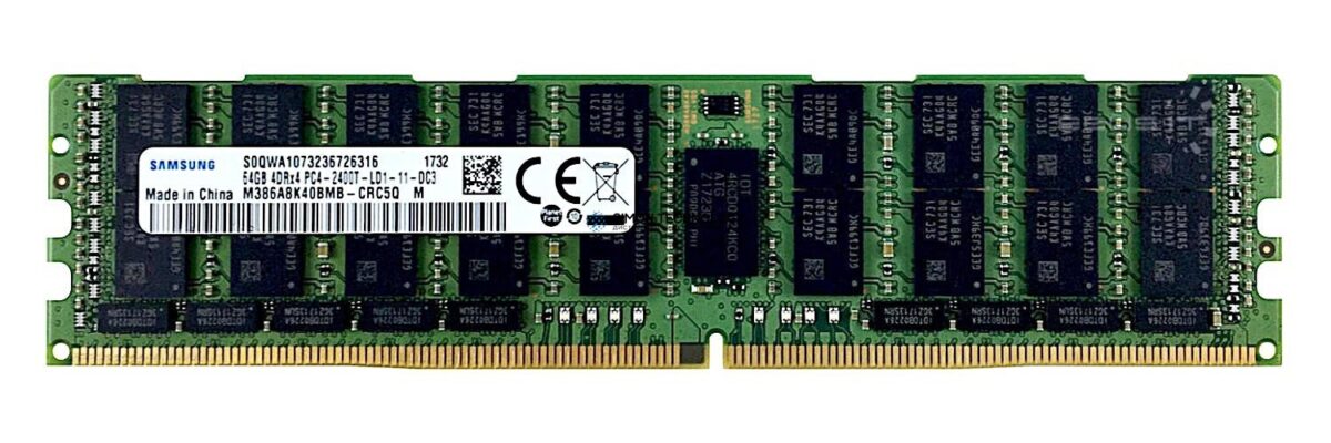 Оперативная память Samsung ORTIAL 64GB (1*64GB) 4DRX4 PC4-19200T-L DDR4-2400MHZ LRDIMM (M386A8K40BMB-CRC-OT)