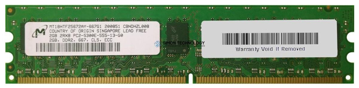 Оперативная память Micron MICRON 2GB (1X2GB) 240P DDR2 PC2-5300E ECC MEMORY DIMM (MT18HTF25672AY-667G1)
