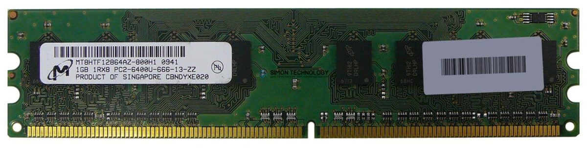 Оперативная память Micron MICRON 1GB PC2-6400U 1RX8 NON-ECC NON-REG MEMORY DIMM (MT8HTF12864AZ-800H1)