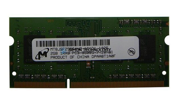 Оперативная память Micron MICRON 2GB (1*2GB) 1RX8 PC3-8500S DDR3-1066MHZ SODIMM (MT8JSF25664HZ-1G1)