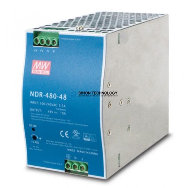 Блок питания Mean well Moxa Din-Rail 48Vdc Supply -20~70Gr (70Gr@60%) (NDR-480-48)