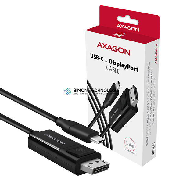 Адаптер Axagon AXAGON USB-C -> DisplayPort Cable 1.8m 4K/60Hz (RVC-DPC)