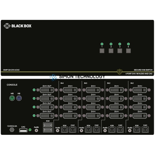 Black Box Black Box Secure KVM Switch. QH. 4-Port. DVI-I. US (SS4P-QH-DVI-UCAC)
