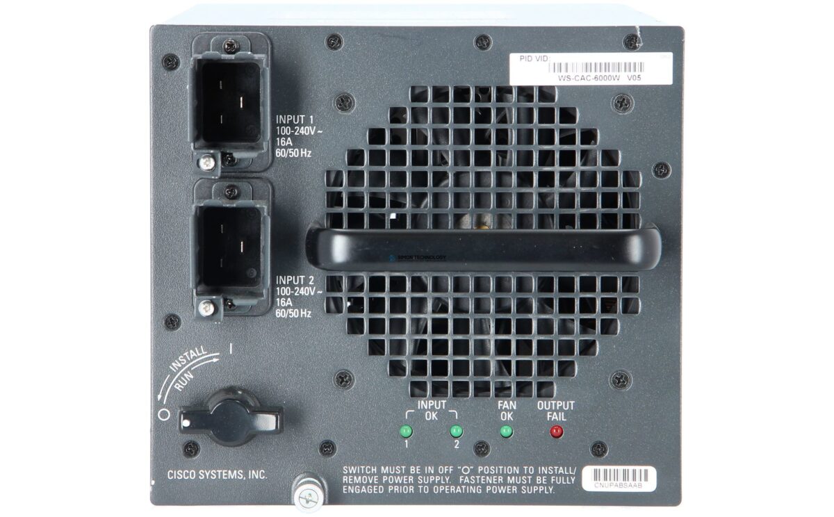 Блок питания Cisco Cisco RF Cat6500 6000W AC Power Supply (WS-CAC-6000W-RF)