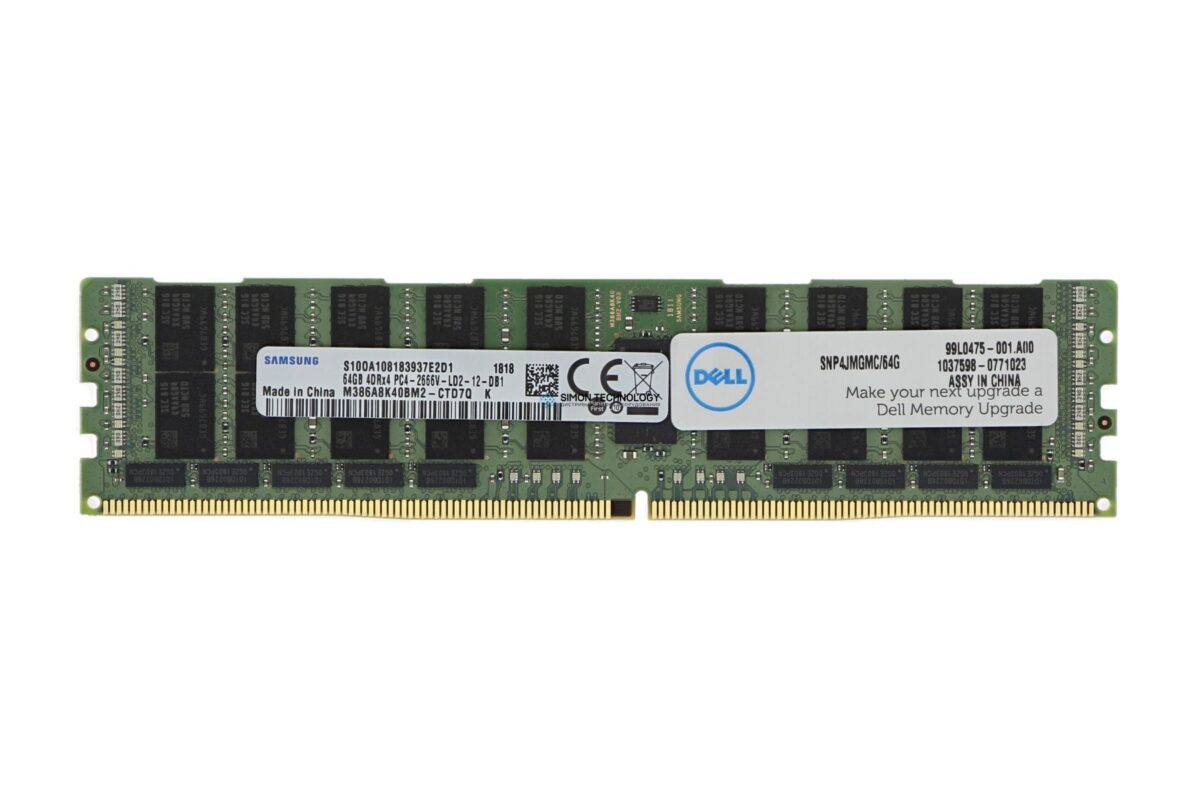 Оперативная память Dell Dell Memory 64GB PC4-21300VL DDR4-2666 4RX4 ECC (04JMGM)