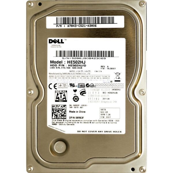 Dell Dell SATA-Festplatte 500GB 7,2k SATA2 LFF - (0DR237)
