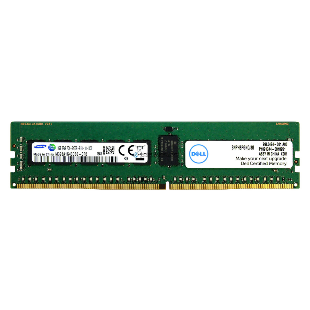 Оперативная память Dell Dell Memory 8GB 2Rx4 PC3L 10600R DDR3 1333MHz (0J1DYC)