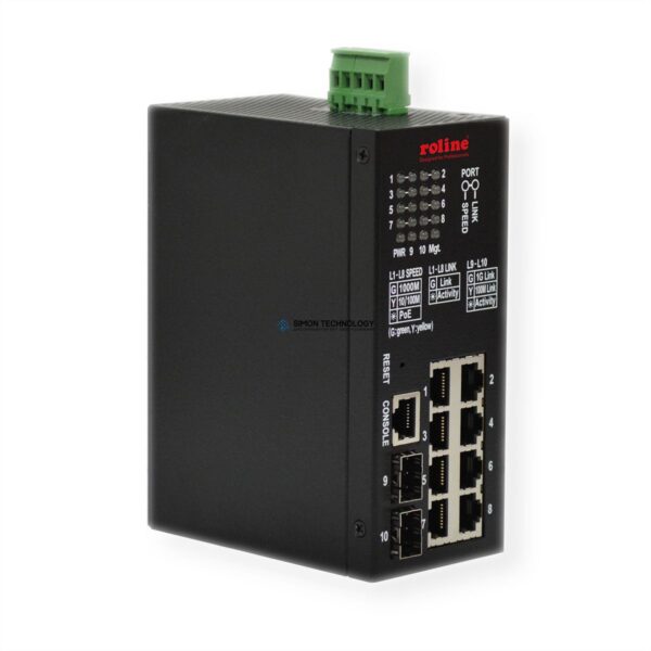 Коммутаторы Roline ROLINE Gigabit Switch. 10-Port (8x RJ45 + 2x SFP) (21.13.1137)
