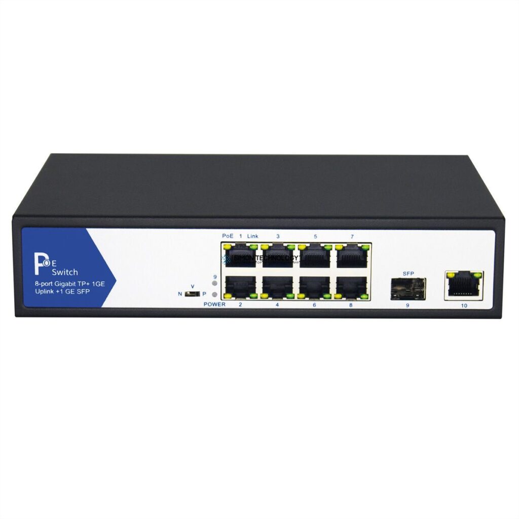 Коммутаторы Value VALUE Ethernet PoE Switch. 8x PoE + 1GbE + 1SFP (21.99.1193)