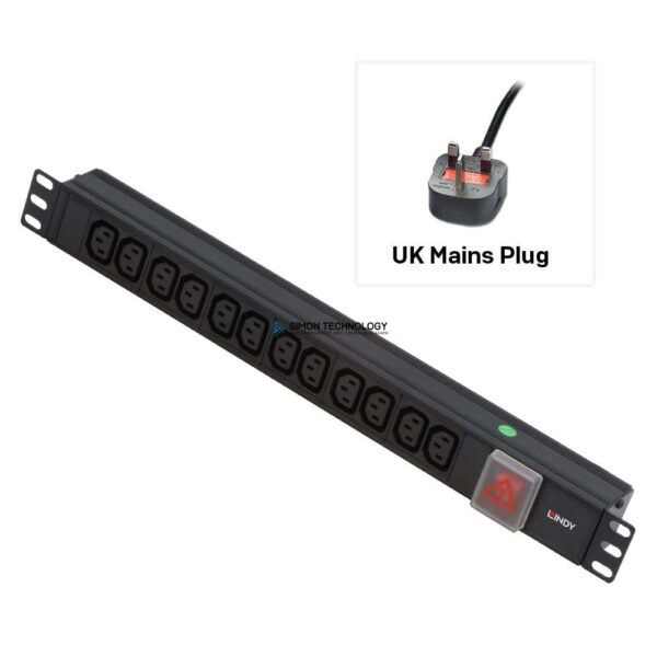 Сетевой фильтр Lindy Electronics Lindy 1U 12 Way IEC PDU 13A Plug to 12x IEC Socket (29992)