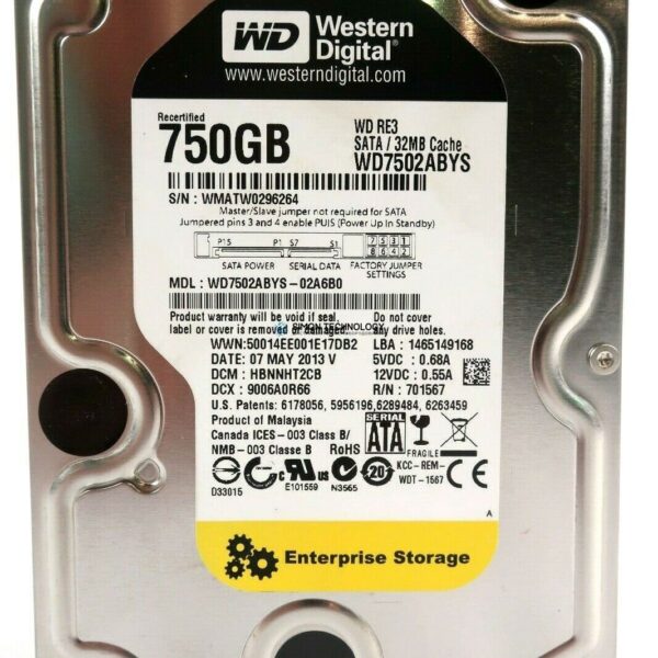 HPE HDD.SATA2.WD.750GB.7200.RE3 (35-03-00068-R)