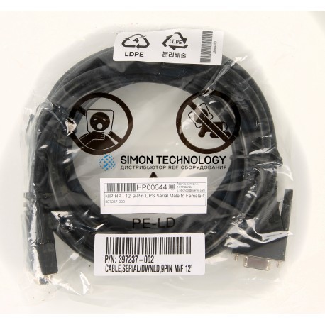 Кабели HP HP serial cable R/T3000VA G2 USV/UPSRS-232C - DB9(M) to DB9(F) 3.7m (397237-002)