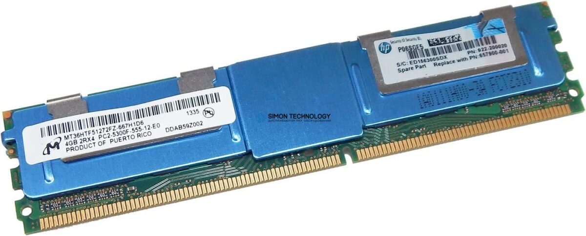 Оперативная память HPE Memory 4GB FBDIMM CNTRL cache DDR2 (657900-001)