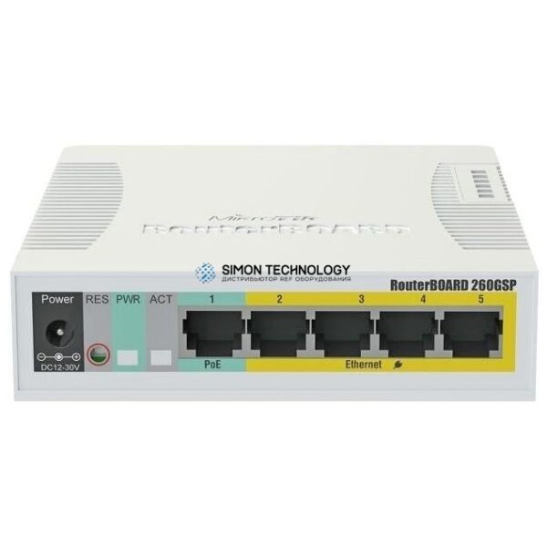 Коммутаторы MikroTik Mikrotik RB260GSP w/5 Gigabit ports and SFP cag (CSS106-1G-4P-1S)