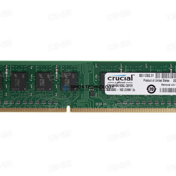 Оперативная память Crucial CRUCIAL 4GB (1*4GB) 1RX8 PC3-12800U DDR3-1600MHZ UDIMM (CT51264BA160BJ)