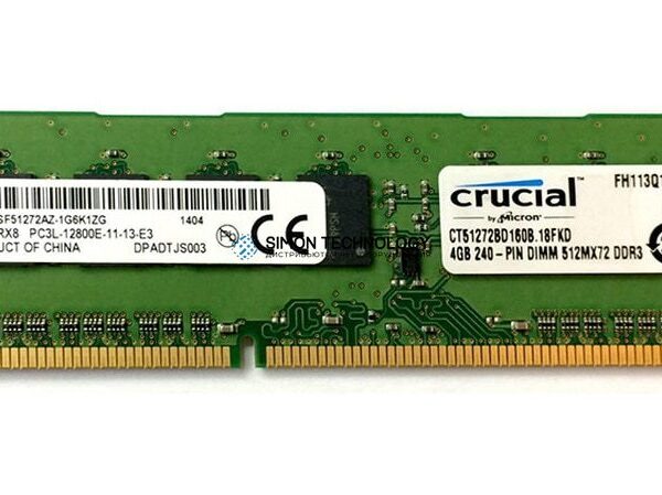 Оперативная память Crucial CRUCIAL 4GB (1*4GB) 2RX8 PC3L-12800E DDR3-1600MHZ 1.5V EDIMM (CT51272BD160B)