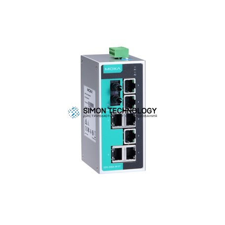 Коммутаторы MOXA Moxa Industrial Unmanaged Ethernetswitch. Metal (EDS-208A-M-ST-T)