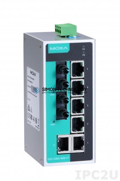Коммутаторы MOXA Moxa Industrial Unmanaged Ethernetswitch. Metal (EDS-208A-MM-ST-T)