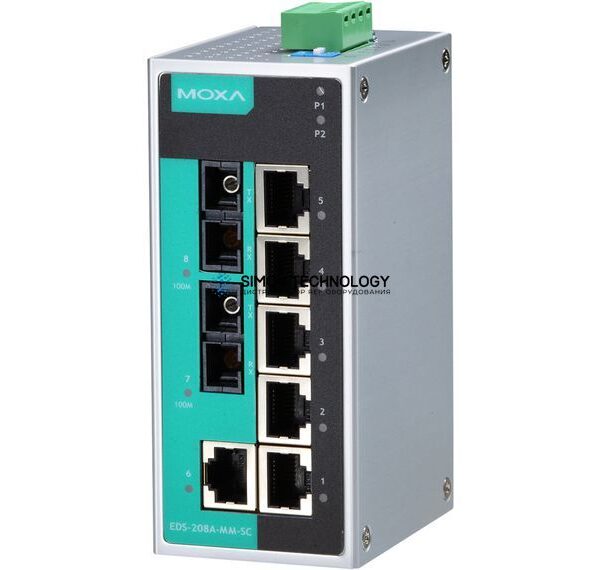 Коммутаторы MOXA Moxa Industrial Unmanaged Ethernetswitch. Metal (EDS-208A-SS-SC)
