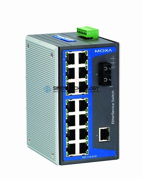 Коммутаторы MOXA Moxa Industrial Unmanaged Ethernetswitch (EDS-316-M-SC-T)