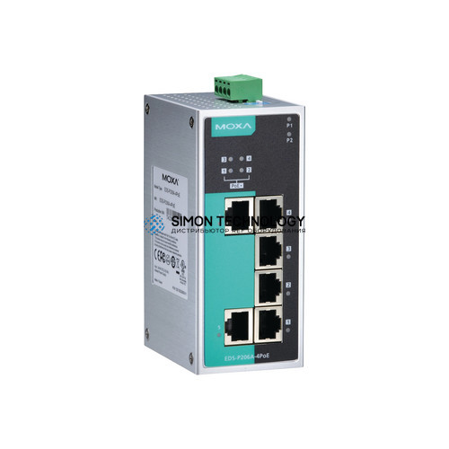 Коммутаторы MOXA Moxa Industrial Unmanaged Ethernetswitch. Metal (EDS-P206A-4PoE-M-ST-T)