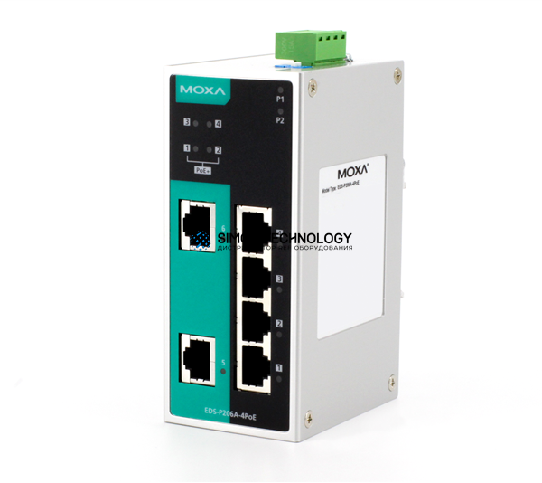 Коммутаторы MOXA Moxa Industrial Unmanaged Ethernetswitch. Metal (EDS-P206A-4PoE-MM-ST)