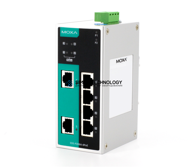 Коммутаторы MOXA Moxa Industrial Unmanaged Ethernetswitch. Metal (EDS-P206A-4PoE-MM-ST-T)