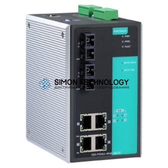 Коммутаторы MOXA Moxa Industrial Managed Ethernetswitch. 4Xpoe+ (EDS-P506A-4PoE-MM-SC-T)