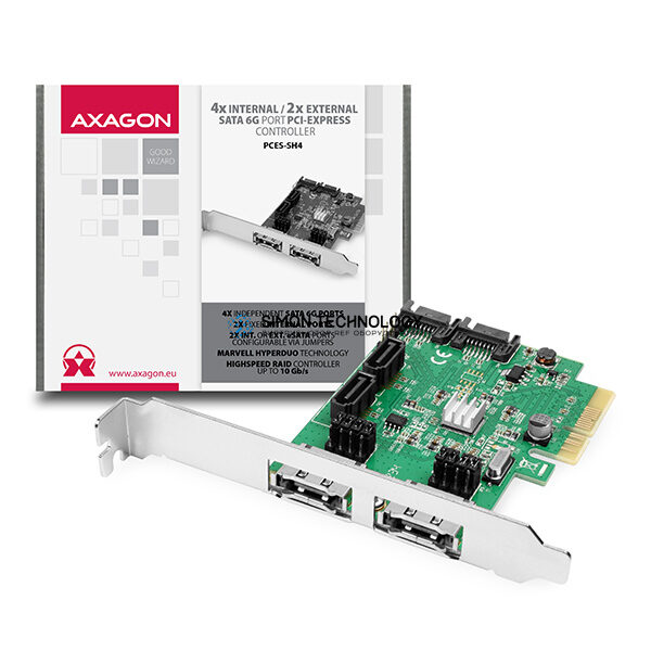 Контроллер Axagon AXAGON PCIe 2-Lane Control 4x Int./2x Ext. SATA 6G (PCES-SH4)