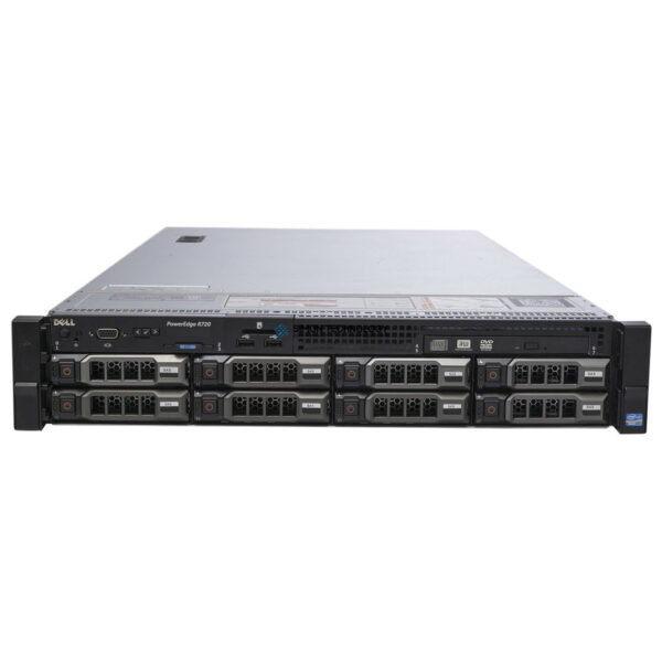 Сервер Dell PowerEdge R720 Rack Server 2U, Up to 2 CPUs, 24 DIMM slots (Max. 1.5TB using 64GB DIMMs), 8 x 3,5" HDD Bays, 7 x PCIe slots, Redundant PSUs (PER720 8-Bay 2.5)