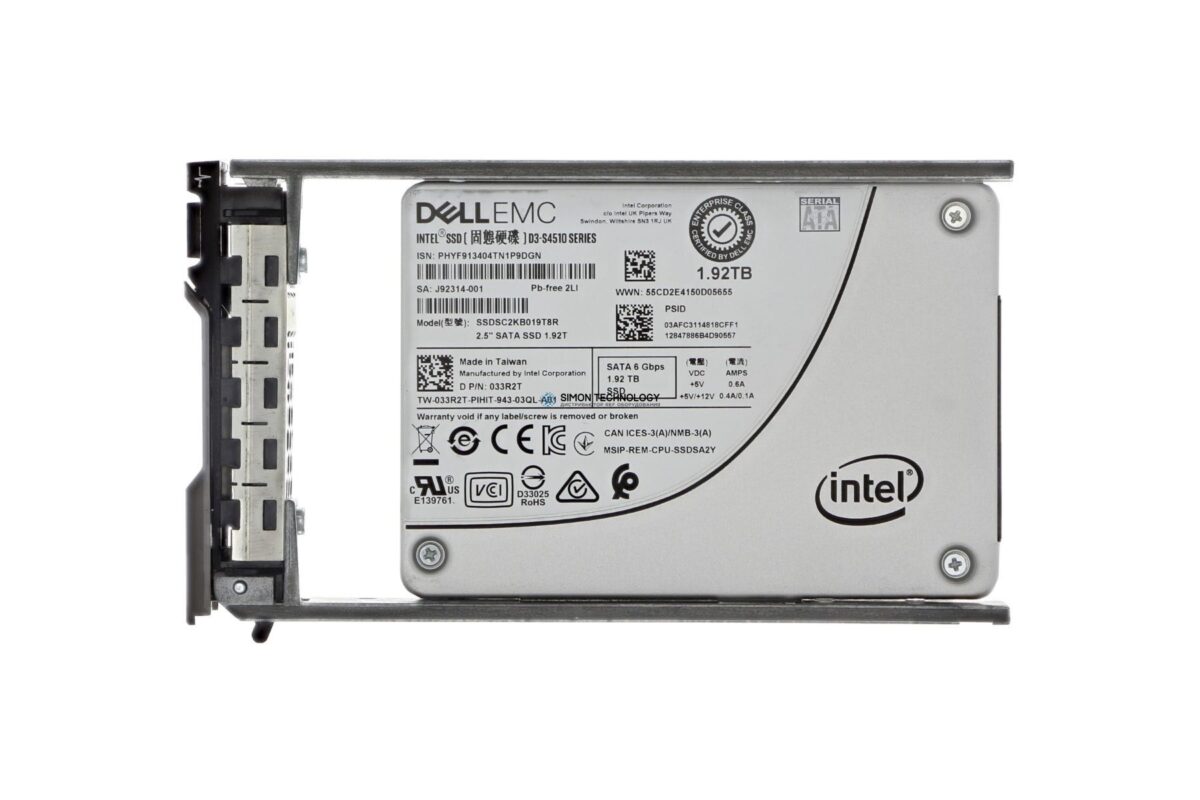 SSD Dell 1.92TB 6Gbps 2.5" SATA SSD RI S4510 (SSDSC2KB019T8R)