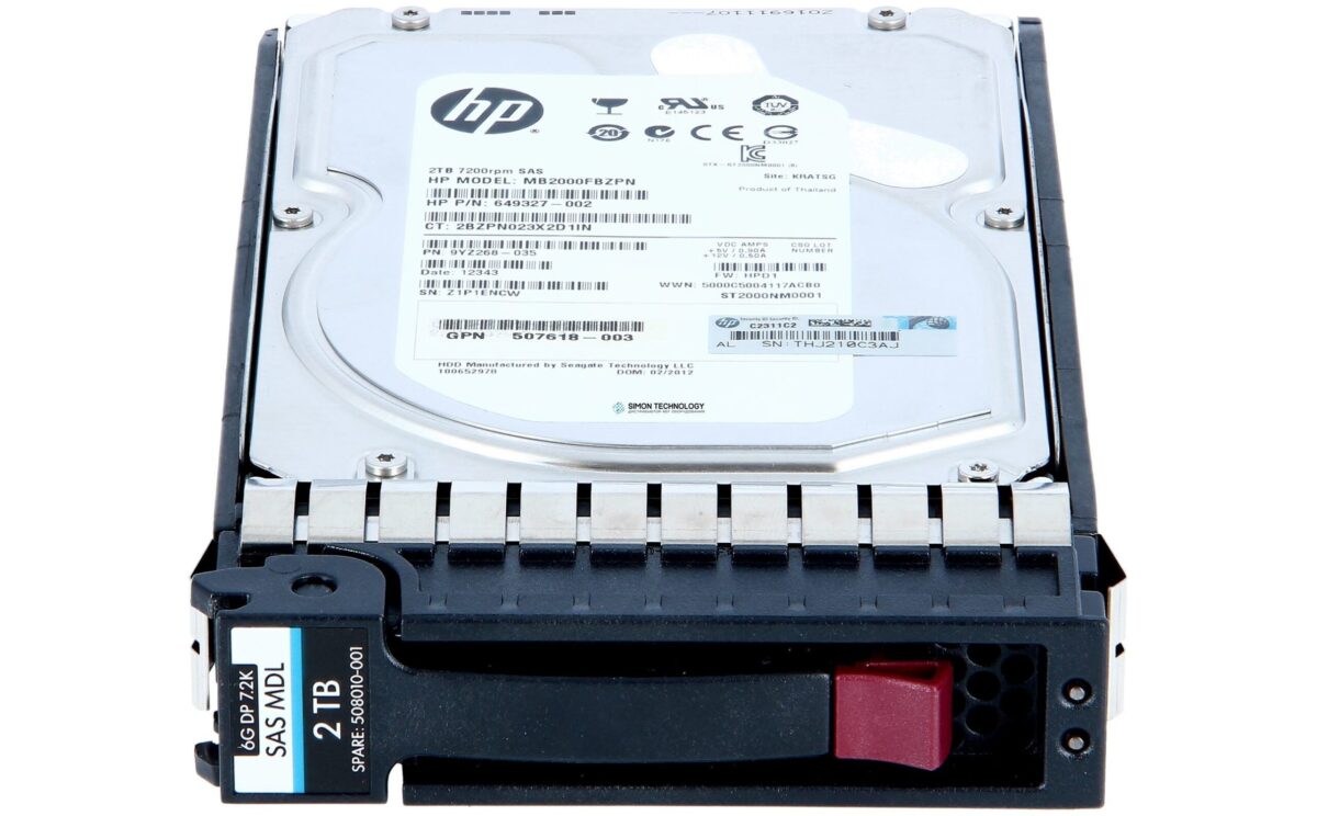 Жесткий диск HPE STORAGEWORKS P2000 2TB 6G SAS 7.2K LFF (3.5-in) DUAL PORT MDL (606228-002)