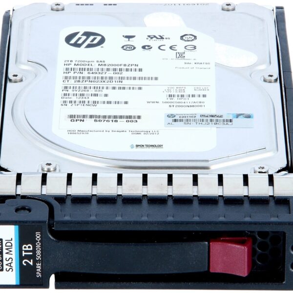 Жесткий диск HPE STORAGEWORKS P2000 2TB 6G SAS 7.2K LFF (3.5-in) DUAL PORT MDL (606228-002)